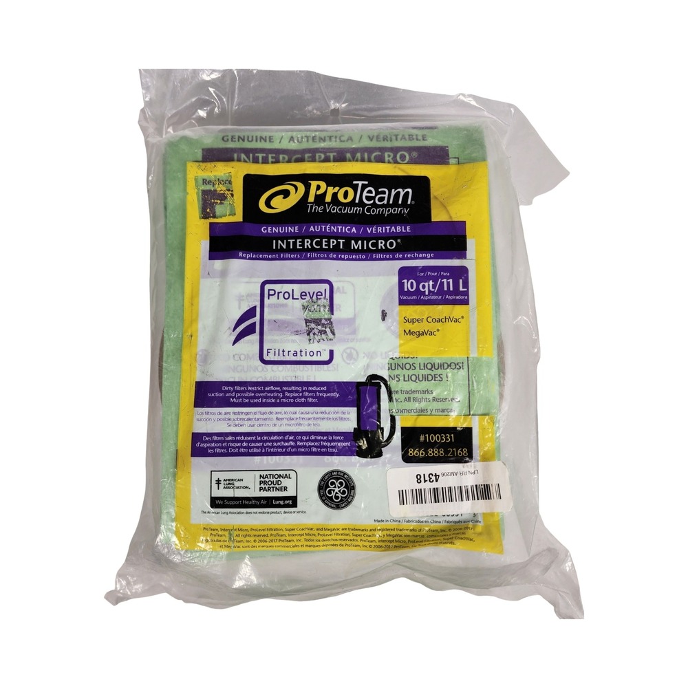 ProTeam Intercept Micro Vacuum Filters Bags‎ 100331 Super CoachVac MegaVac 10qt
